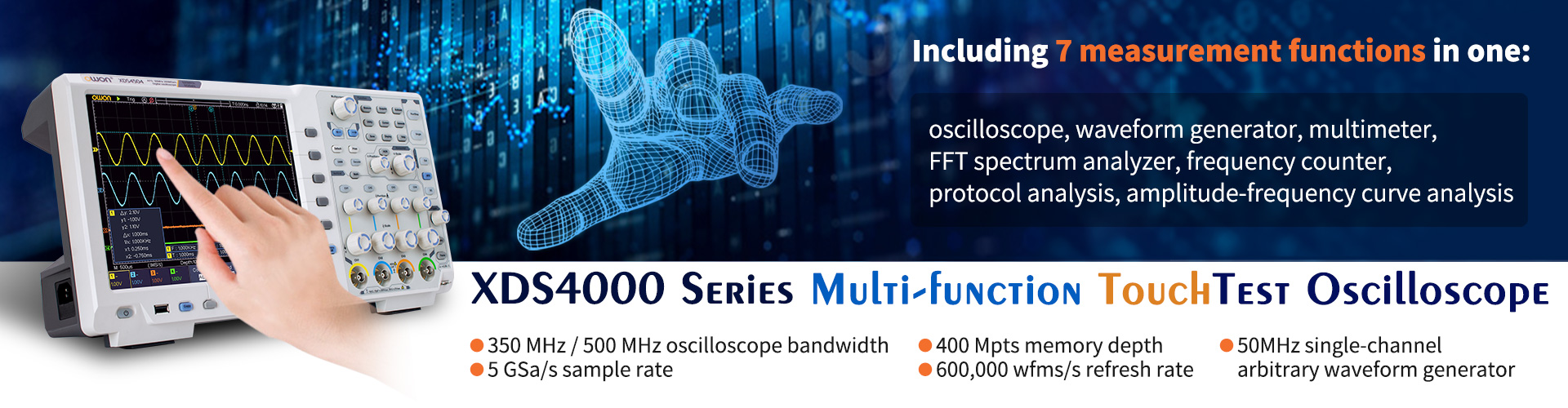 OWON XDS4000 Series 350MHz-500MHz Digital Oscilloscope