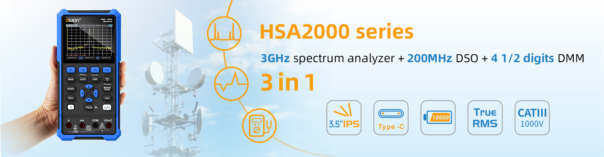 HSA2000 Series Multifunction Handheld Spectrum Analyzer